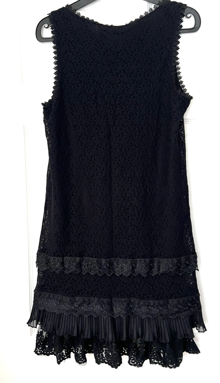 VILA Black Lace Layered Sleeveless Fit & Flare Dress Ladies UK 10 (Medium)