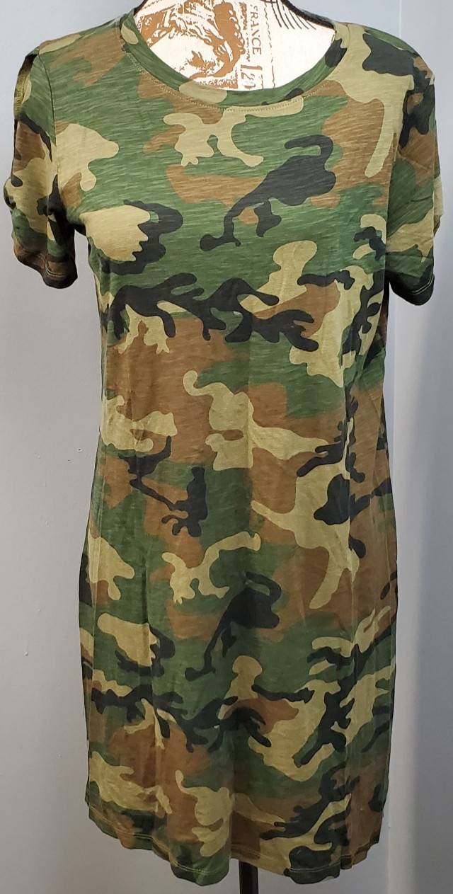 Sanctuary T-Shirt Dress Womens Small Multicolor Camouflage Short Sleeve Pullover