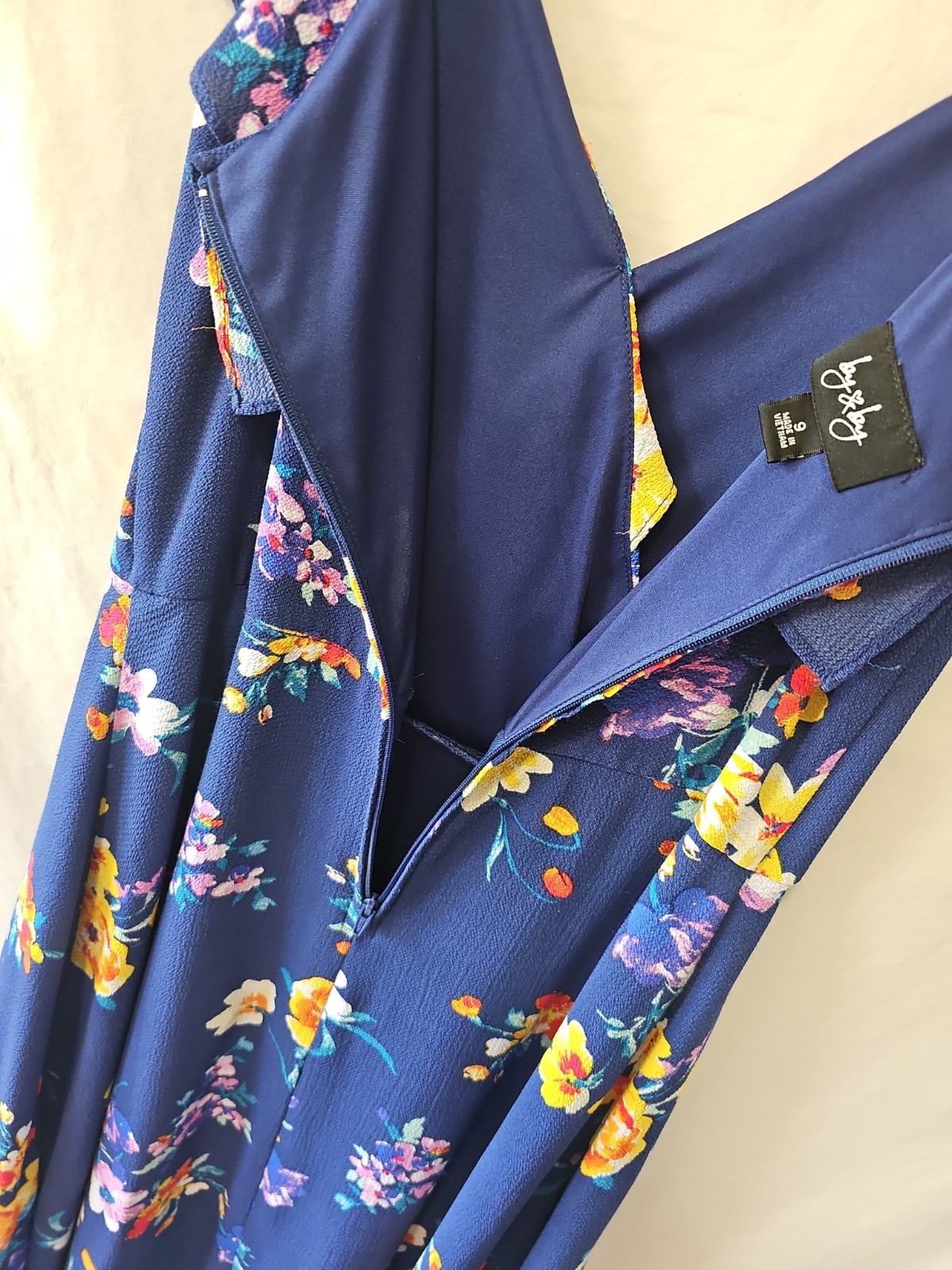 By & By Floral Print Bubble Crepe Hi-Low Summer Off The Shoulder Dress Sz 9