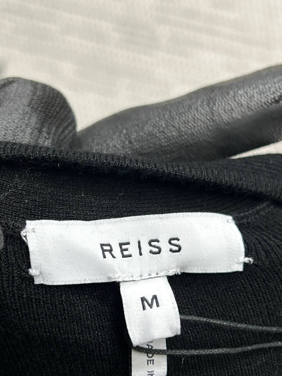 Reiss Midi Sweater Dress Womens Medium Black Stretch Tailored Knit Ribbed New