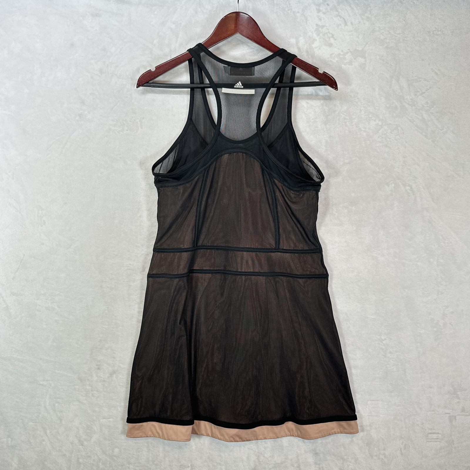 Adidas Stella McCartney Dress Womens M Black Mesh Tank Sheer Racerback Layered
