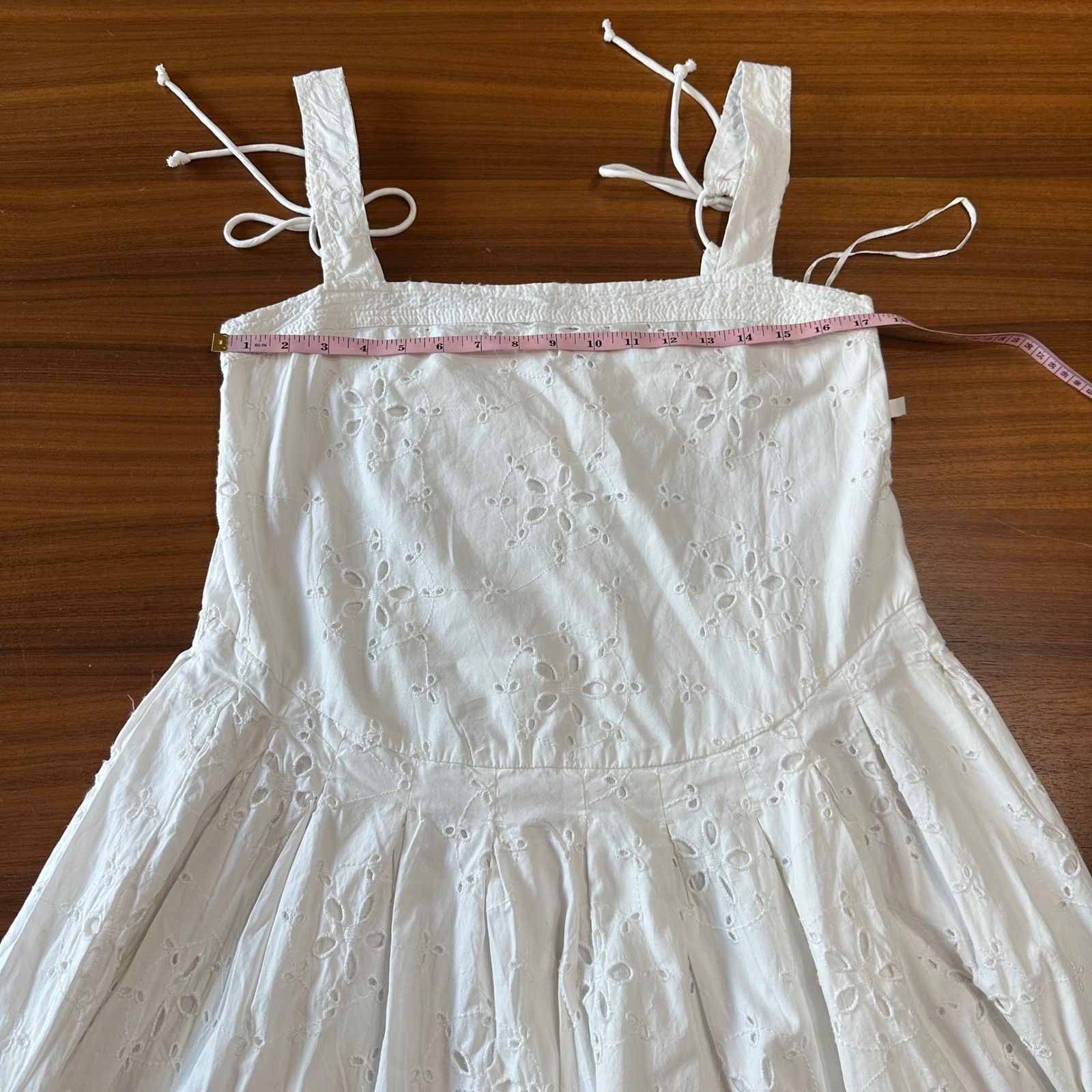 Free People Primavera Eyelet White Lace Midi Dress Medium Coastal Clean Girl