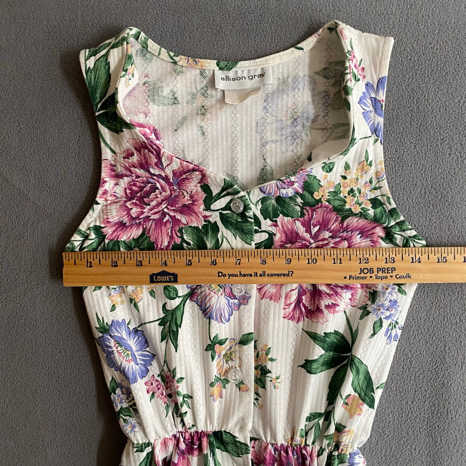 Vtg Bohemian Romantic Floral Coquette Button Down Midi Dress 8 White Pink
