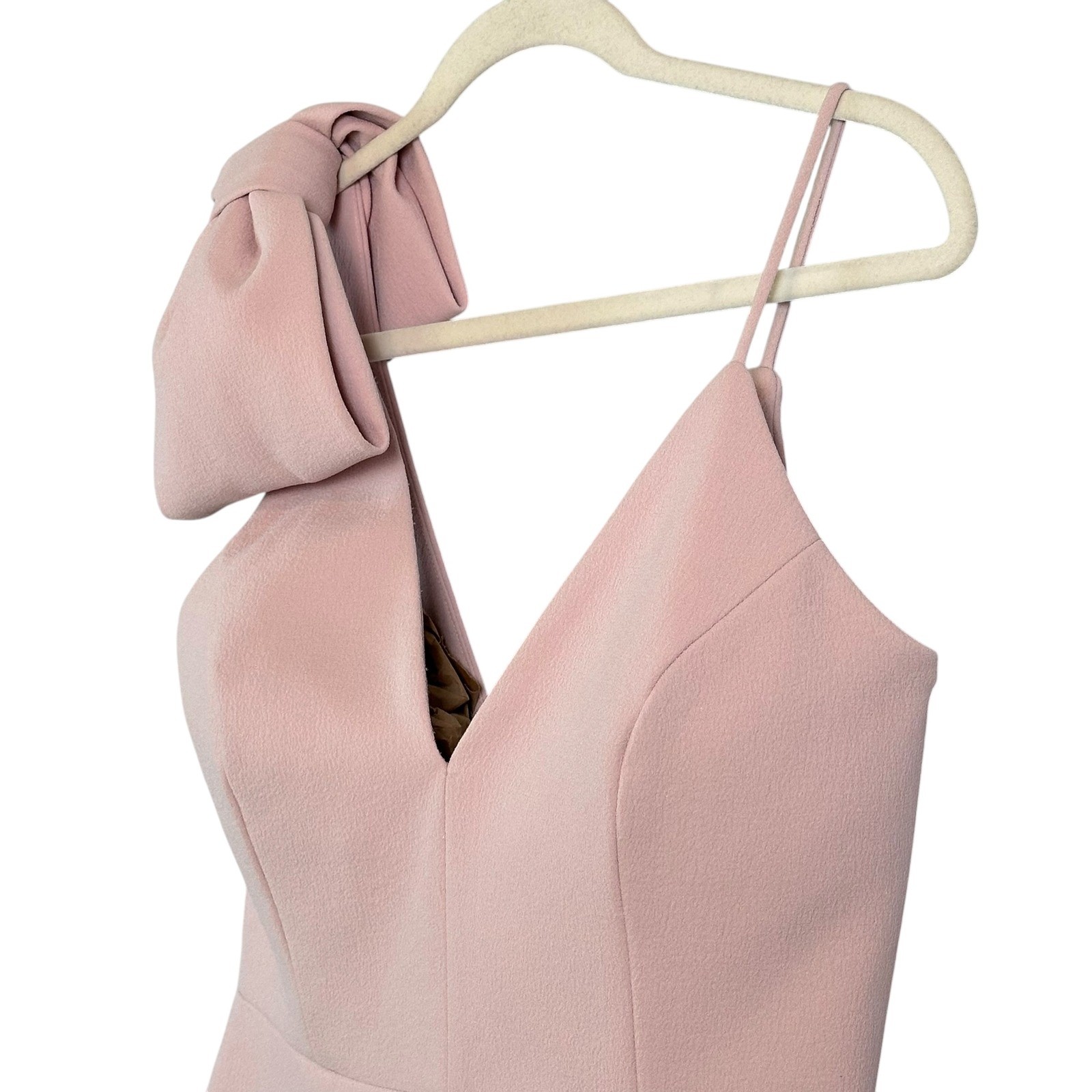 Rebecca Vallance Pink Bow Shoulder Midi Dress Womens 8 Wedding Guest Amore