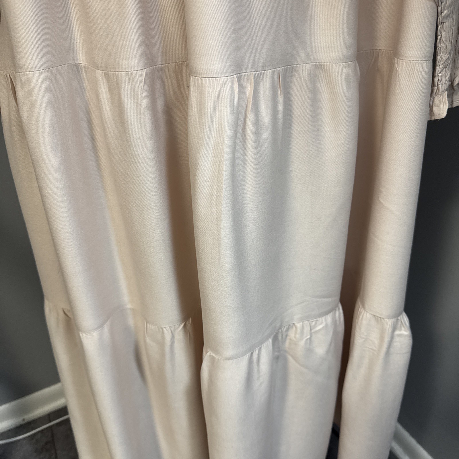 NWT Zesica Long Sleeve Smocked Midi/Maxi Dress, High Waist Tiered Flowy Blush XL