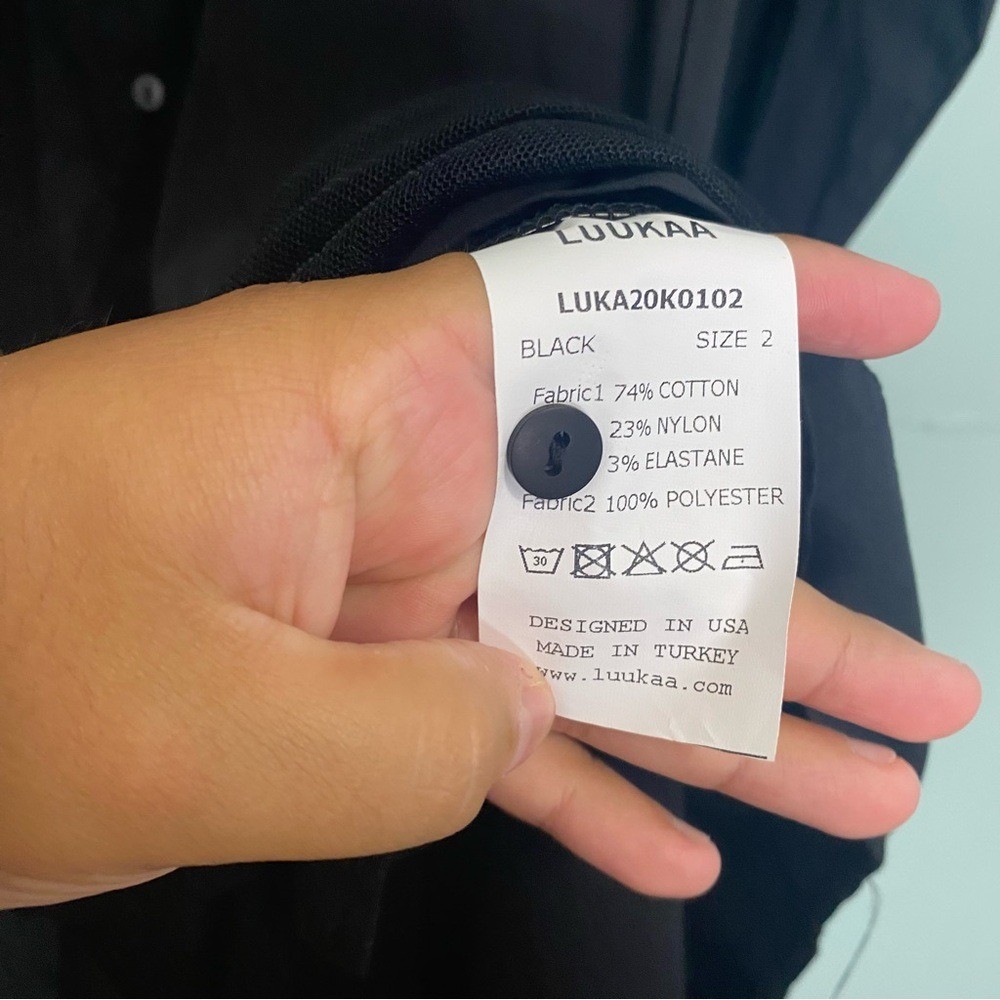 Luukaa Black Button Down Midi Dress Tule Size 10