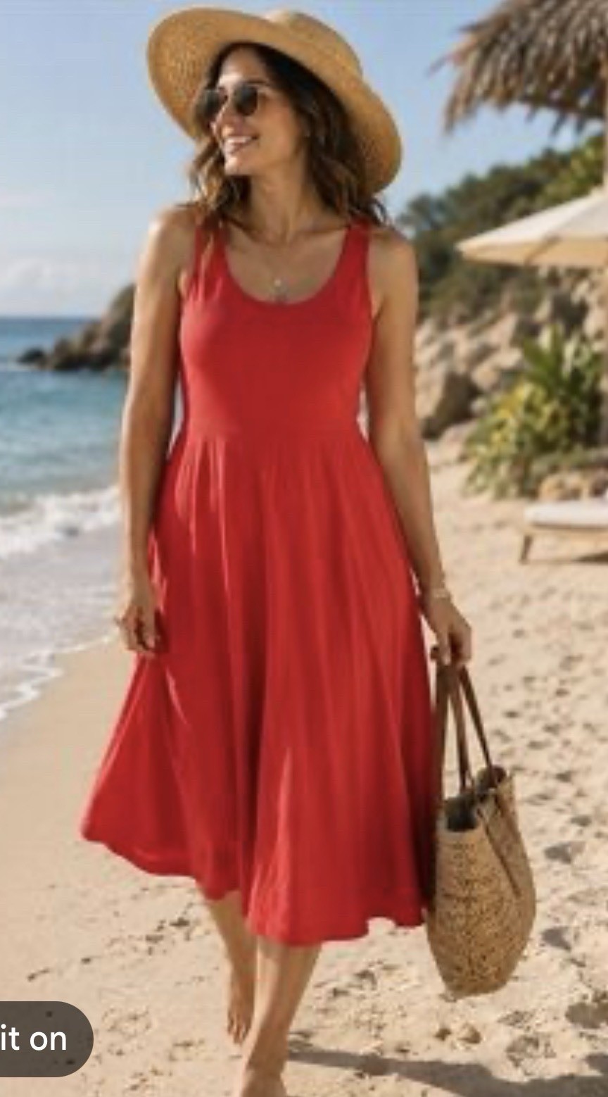 A New Day Women Dress M Red Fit & Flare Sleeveless Round Neck Stretch Party