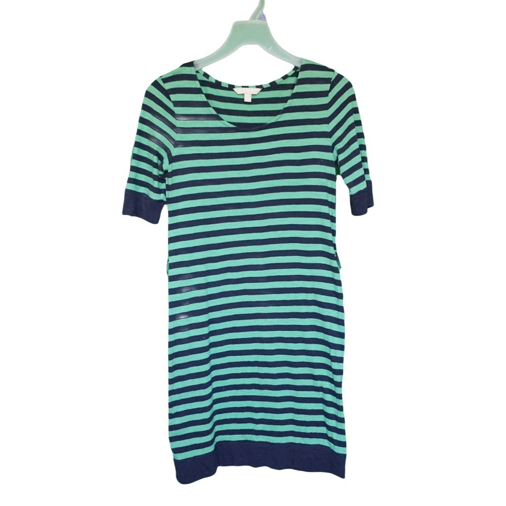 Banana Republic Women’s Green & Navy Striped Cotton Dress w/ Belt Size XS