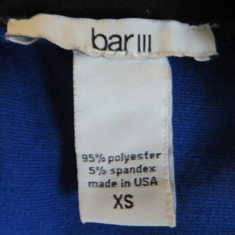 Bar III Short Sleeve Mini Dress Crew Neck Dress Stretch Size XS Blue Black