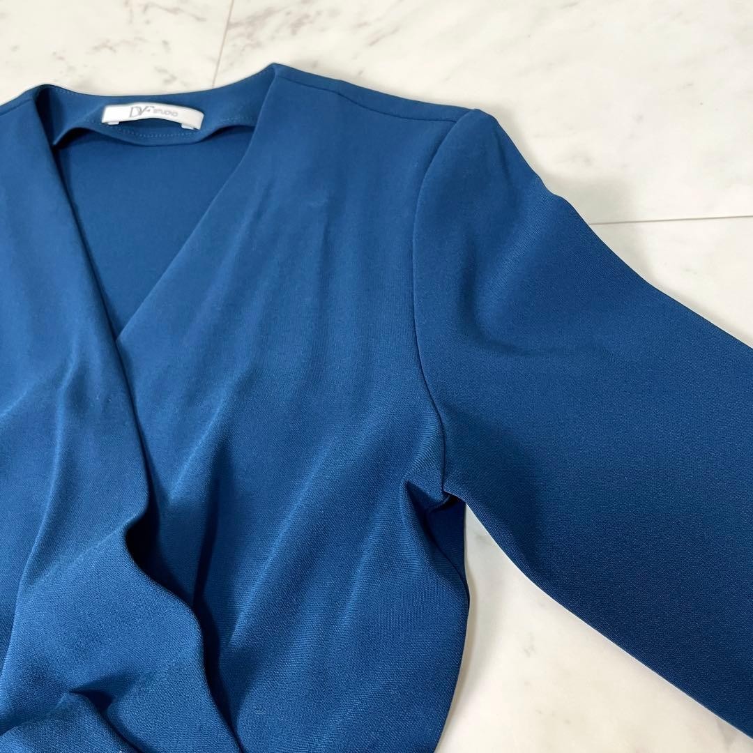 Diane von Furstenberg DVF Blue Collared Wrap Dress Size 2 Made in Japan