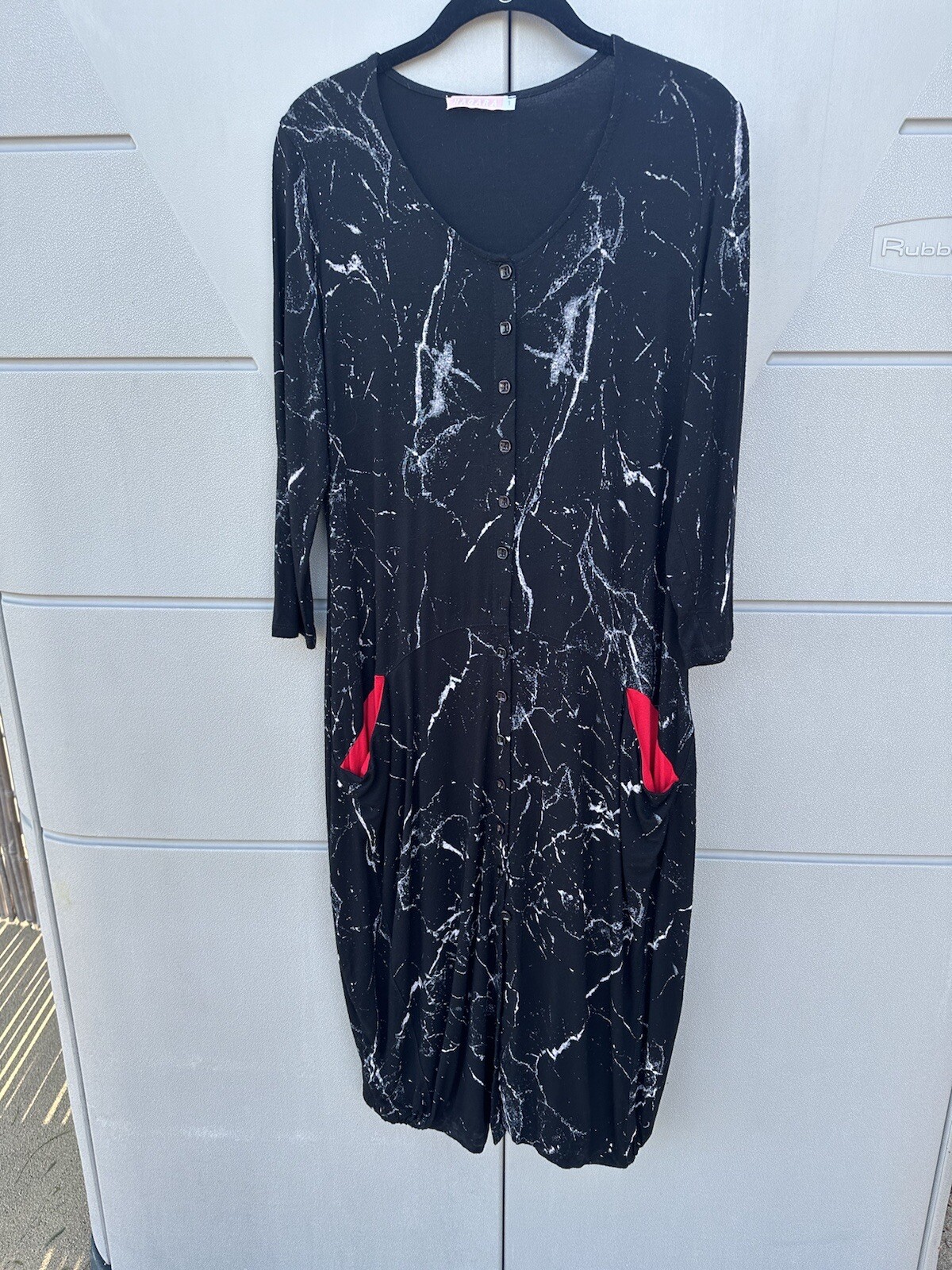 Hagara Israel Women’s Abstract Lagenlook Midi Tunic Dress Art To Wear Boho Sz L