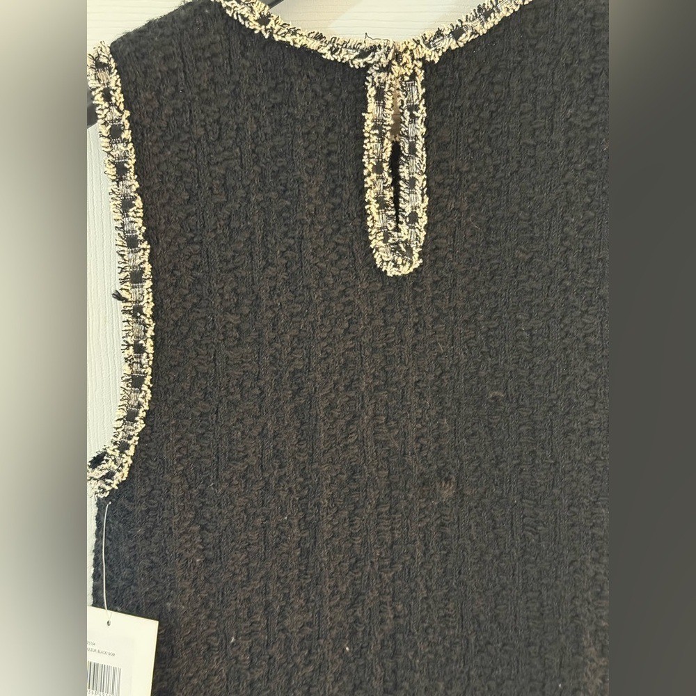NWT Ellen Tracy Black Textured Bouclé Sheath Dress Silver Trim