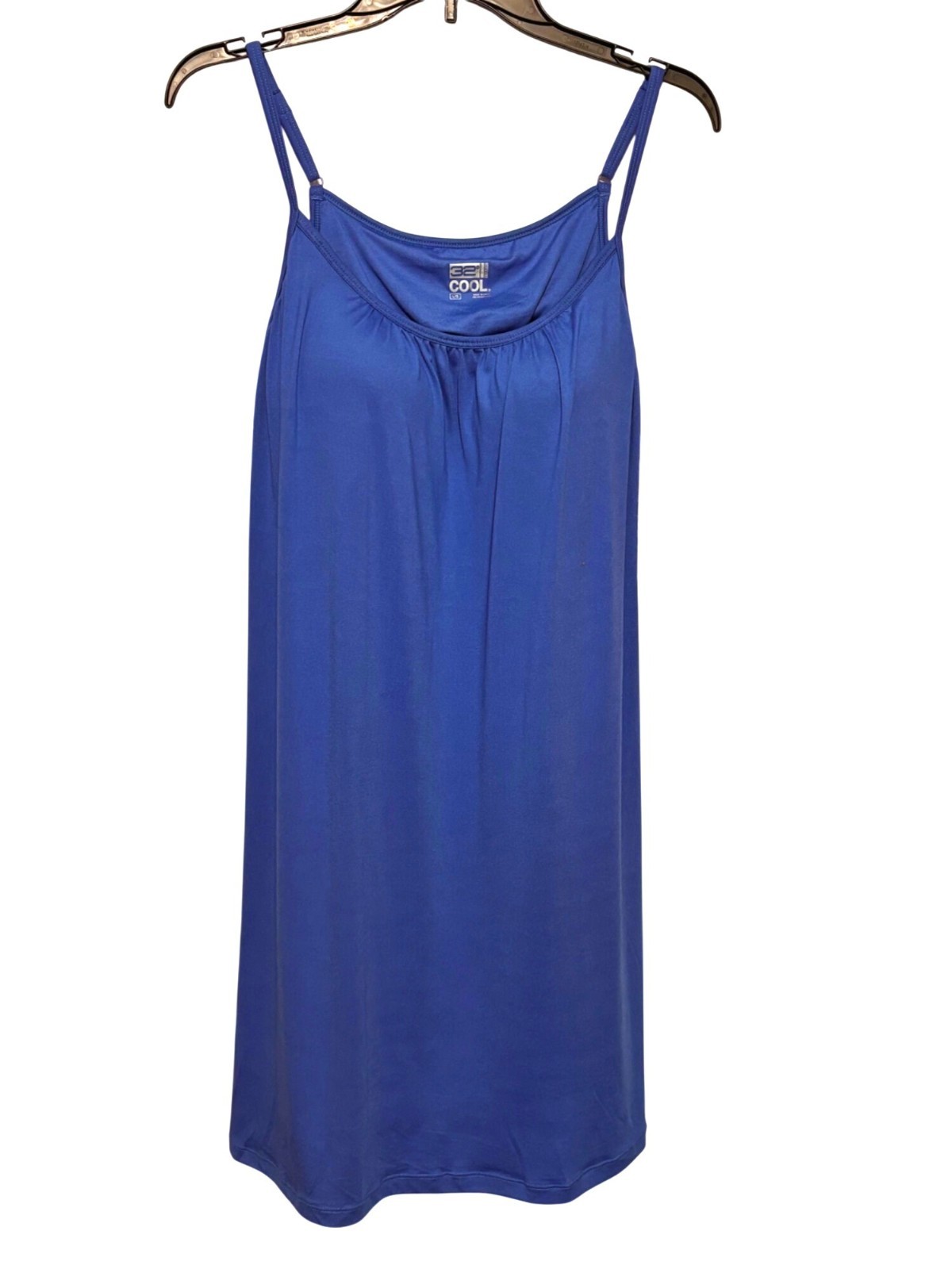 32 Degrees Cool Sleeveless Tank Dress Large Washed Indigo Built In Bra Flowy