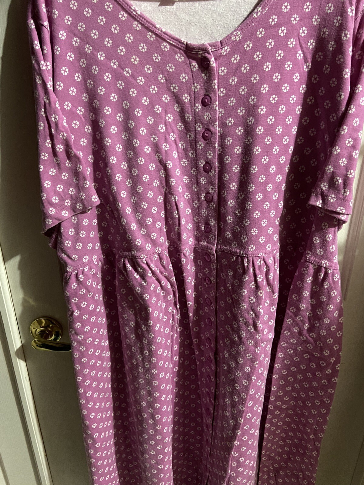 2X.Length: 49” MODEST Dress 26/28 Pockets, Pull Over-the-head, No Iron, Comfy