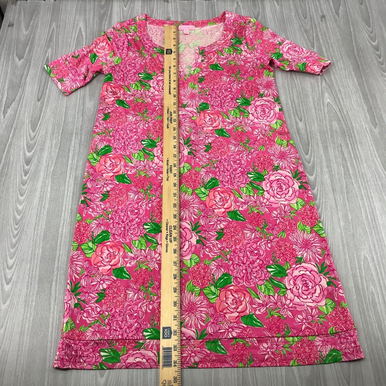 Lilly Pulitzer Pink Floral Silk Jersey Shift Dress Short Sleeve Size 6