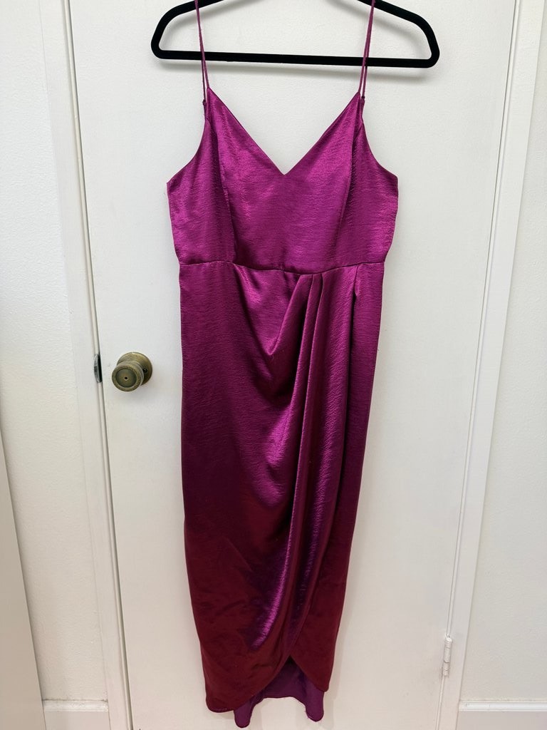 Express Magenta Satin Slip Dress
