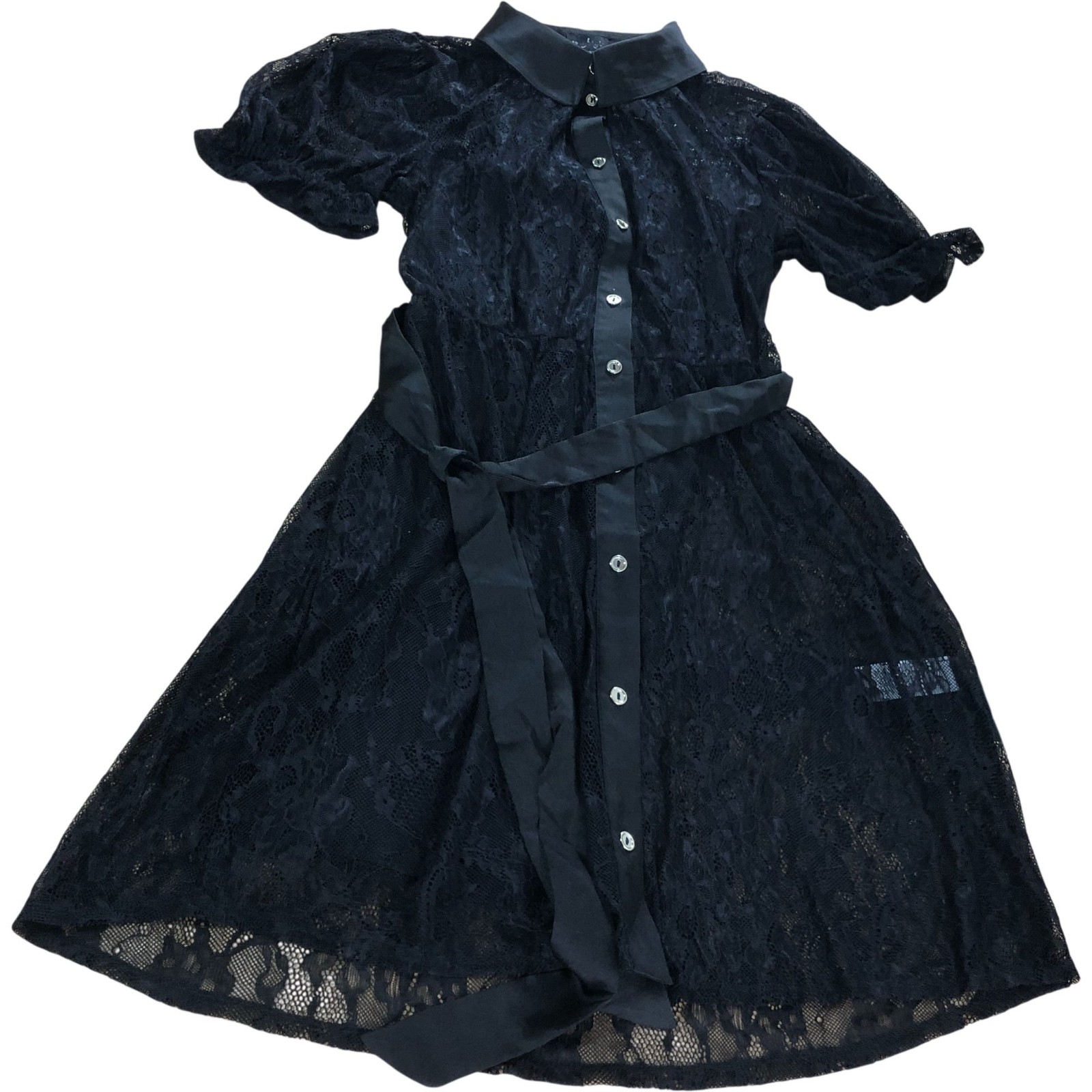 Pour Moi Lace Dress UK10 Women’s Black Short Sleeve Button Up