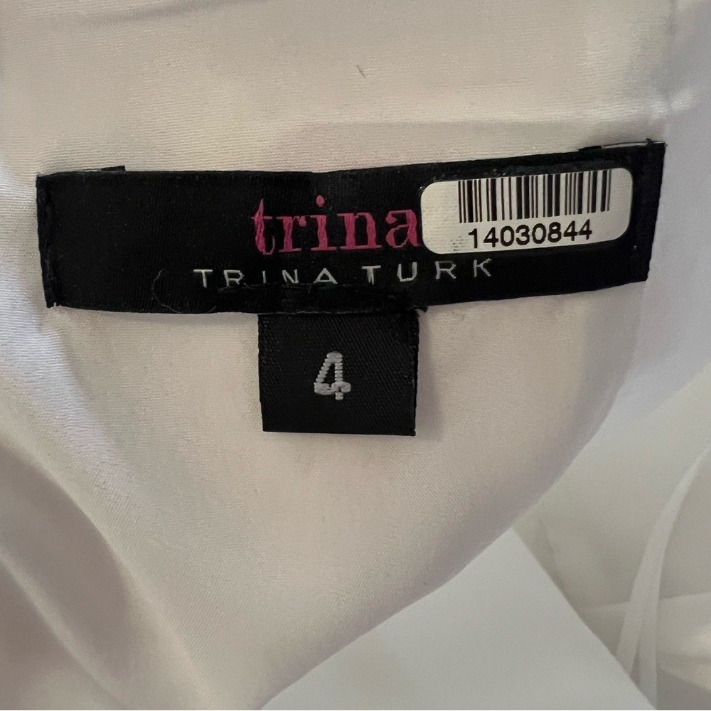 Trina Turk White Halter Mini Dress Textured Piqué Knot Front Size 4