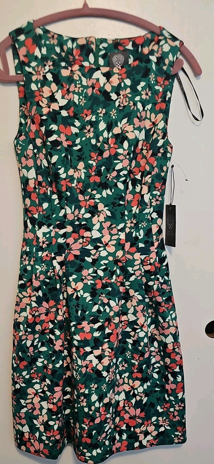 Vince Camuto pinch pleated floral green Sz 2 Nwt