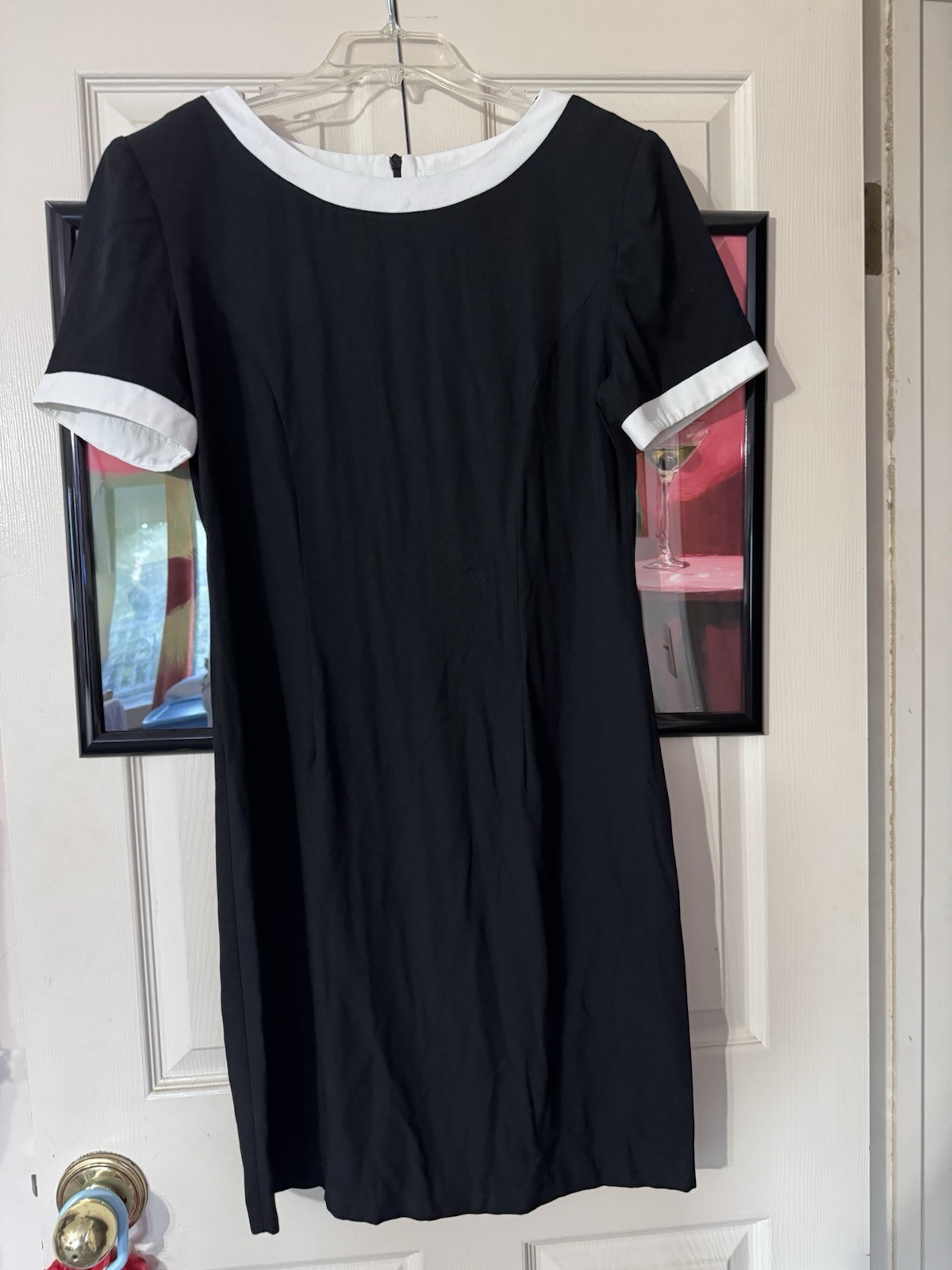 Lois Snyder Dani Max Black and White Short Sleeve Dress Size 12 Zipper Back