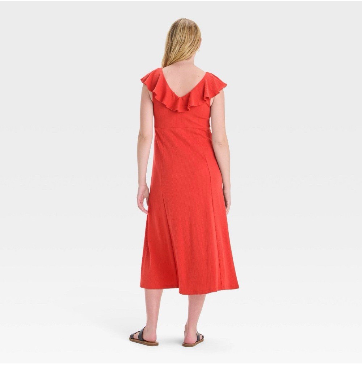 Flutter Short Sleeve Knit Midi Maternity Dress – Isabel Maternity-Size XL