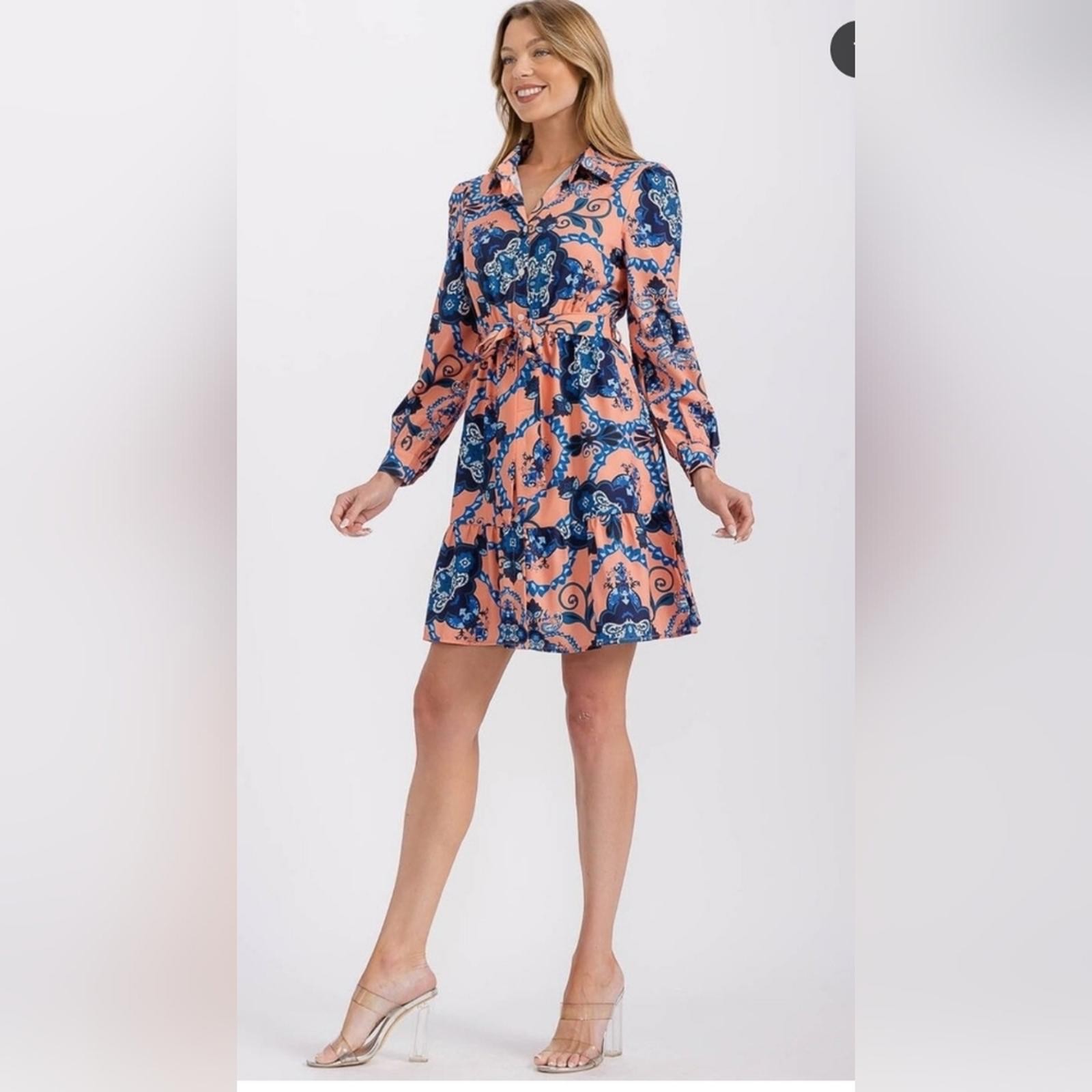 Miss Kelly 1999 Floral Long Sleeve Dress NWT Large PTP 20 1/2 Length 34 1/2