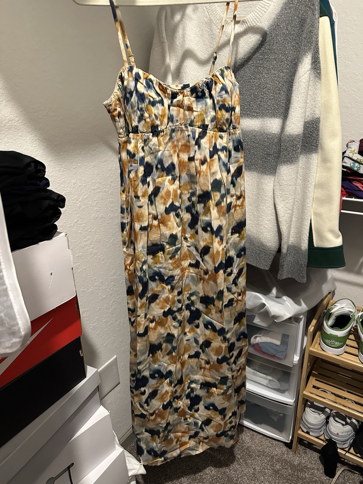 Ingrid & Isabel Women’s M Beige/Blue/Brown Abstract Maxi Maternity’s