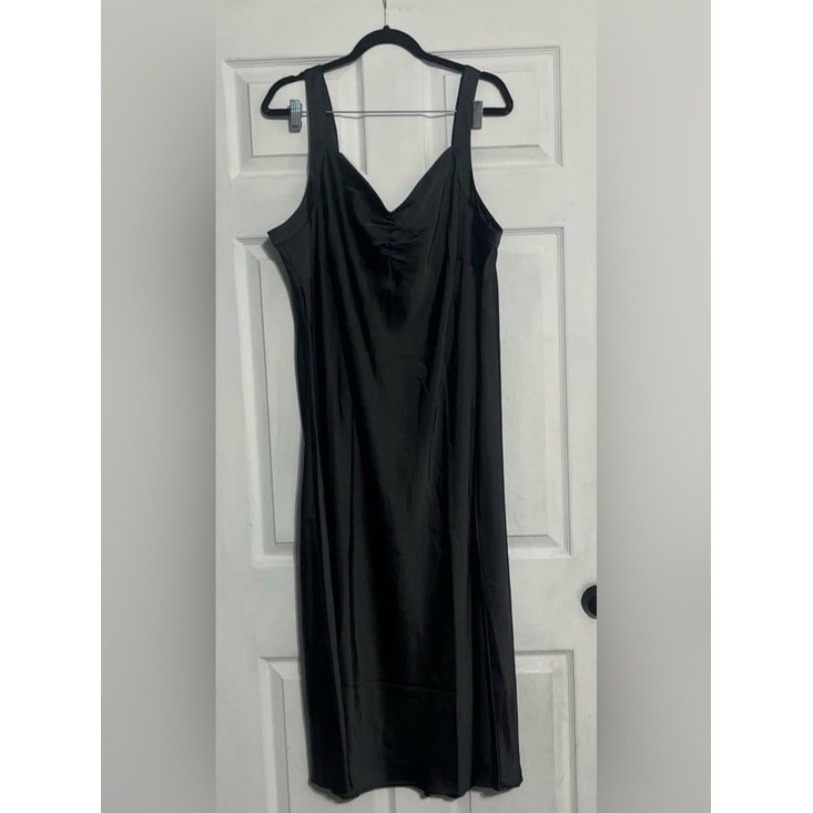 Ava & Viv Black Satin Maxi Slip Dress