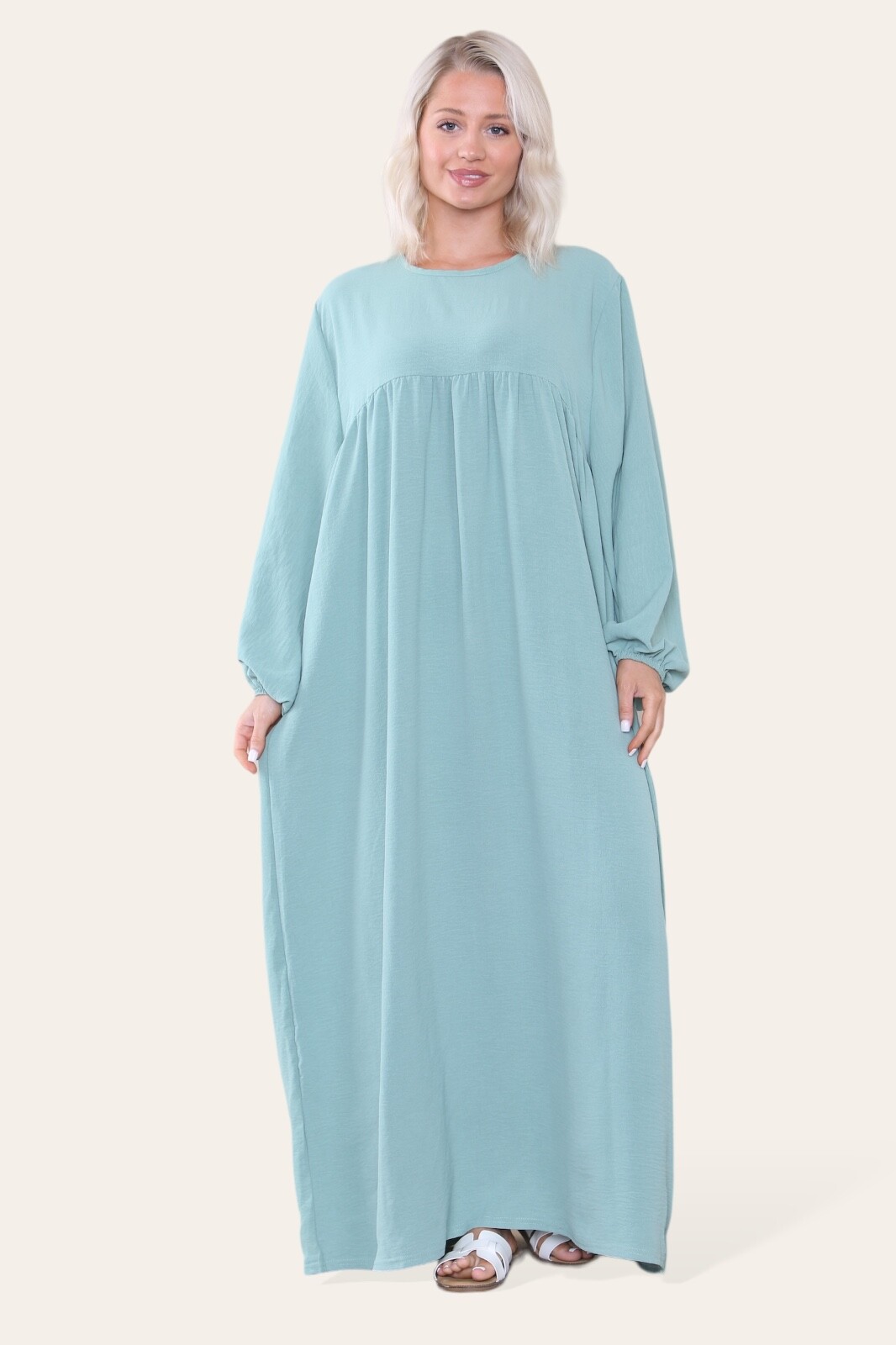 Modest Balloon Sleeve Abaya ,Classic Style and Crew Neck for All Seasons