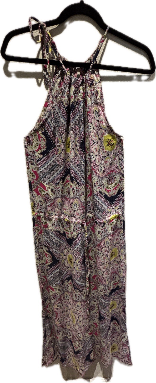 Mon & Jouy Multicolor Paisley Halter Sleeveless Maxi Dress One Size Side Slit