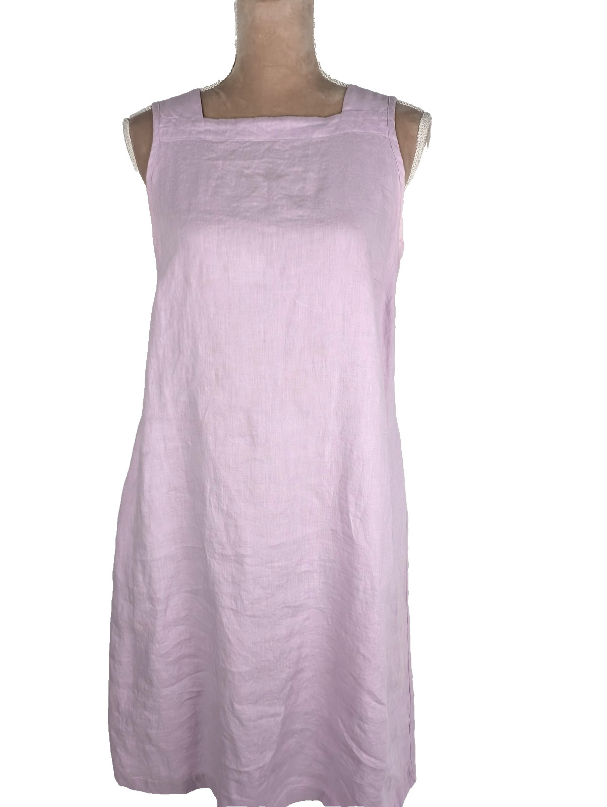 FLAX Designs Linen Midi Shift Dress Sz XS Light Lavender Beachy Classic
