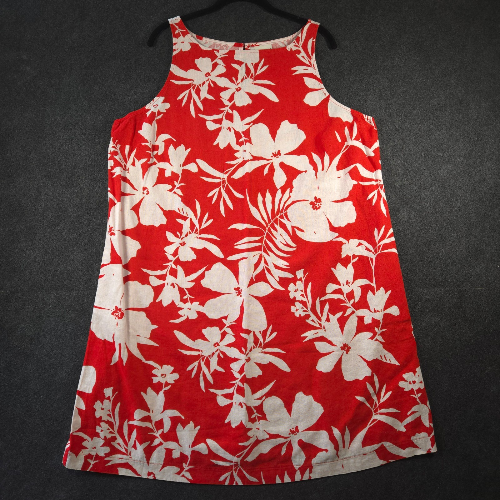 Ava + Viv Linen Blend Dress Red White Size XXL Keyhole Back Sleeveless NWOT