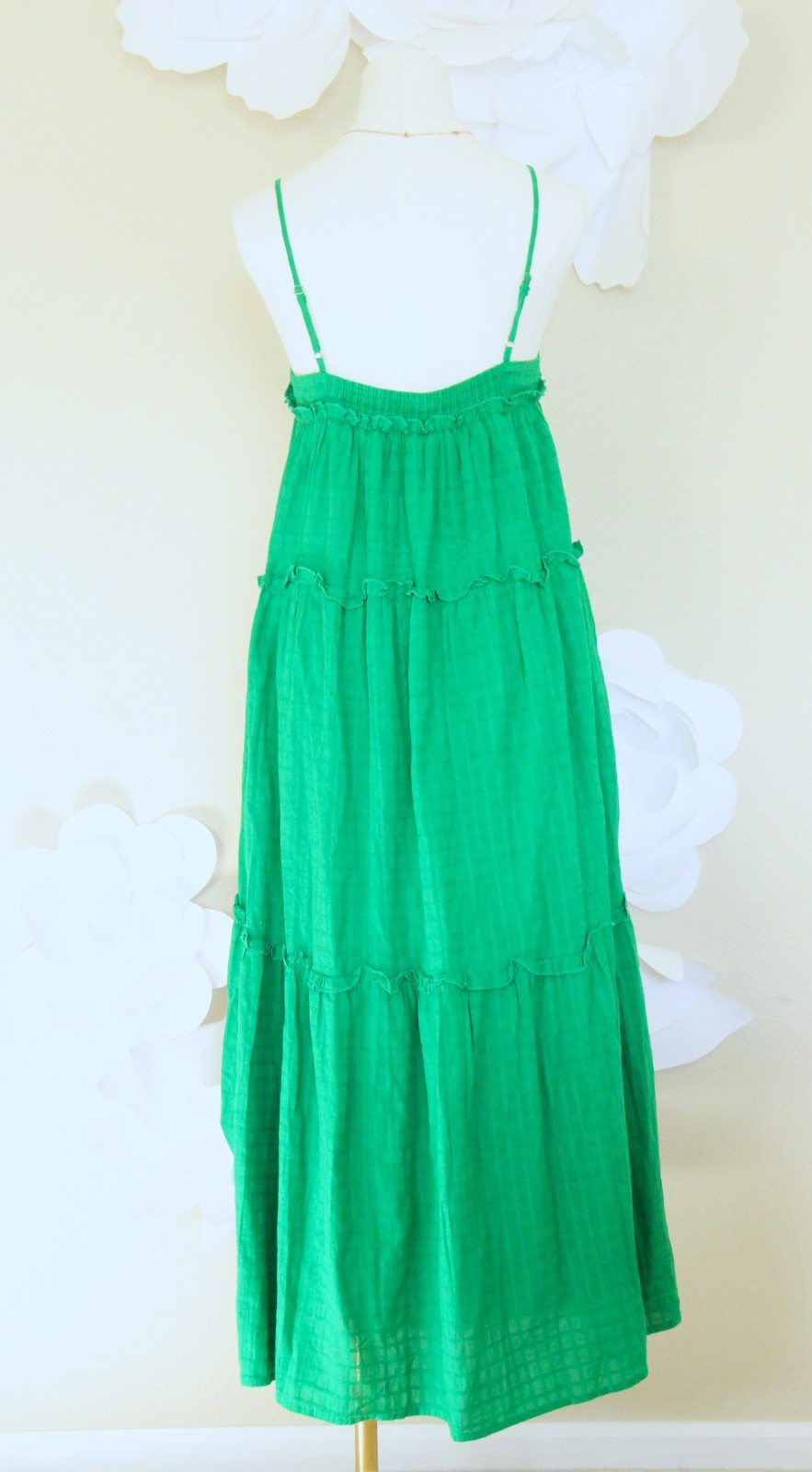 Sugarlips Green Trapeze Maxi Long Dress Women’s Small Cotton Pockets