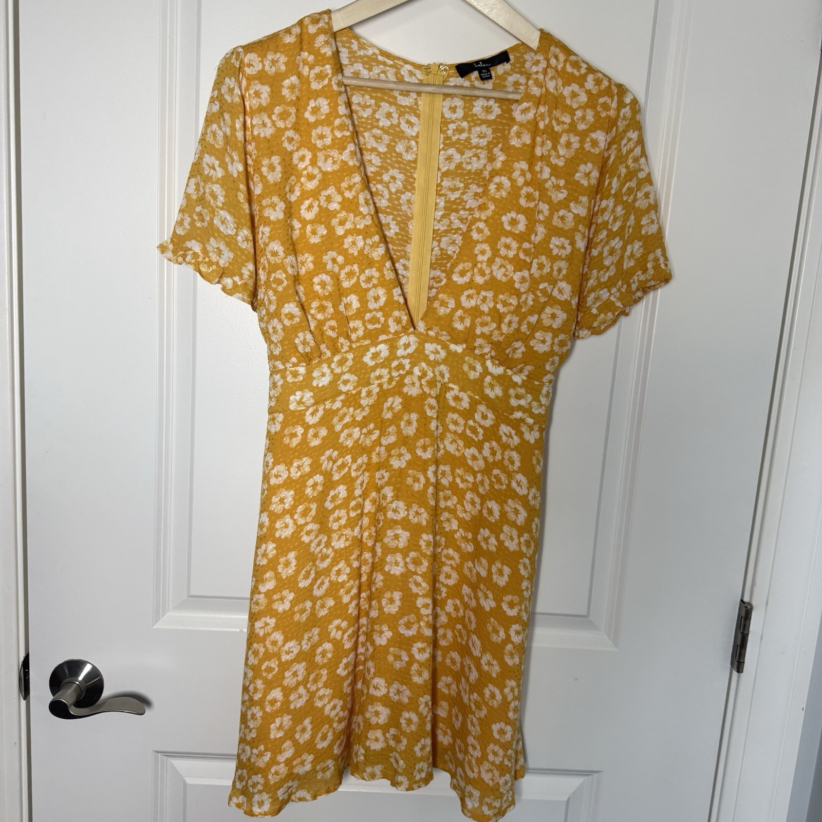 Lulus Garden Explorer Dress XL Mustard Floral Mini Fit & Flare Cottagecore
