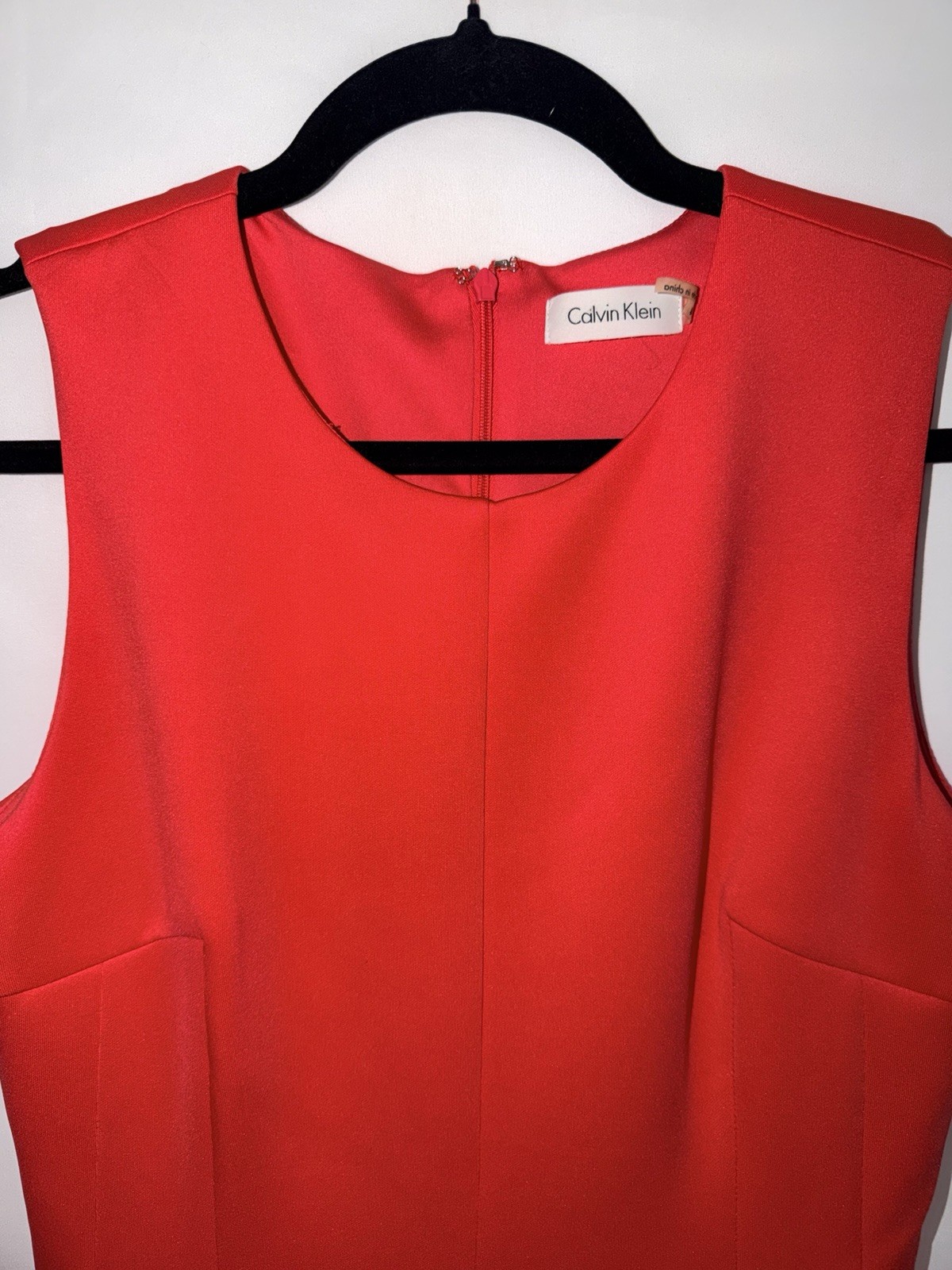 Mini Red Dress Sleeveless Pockets Pleated Size 4 Calvin Klein Formal
