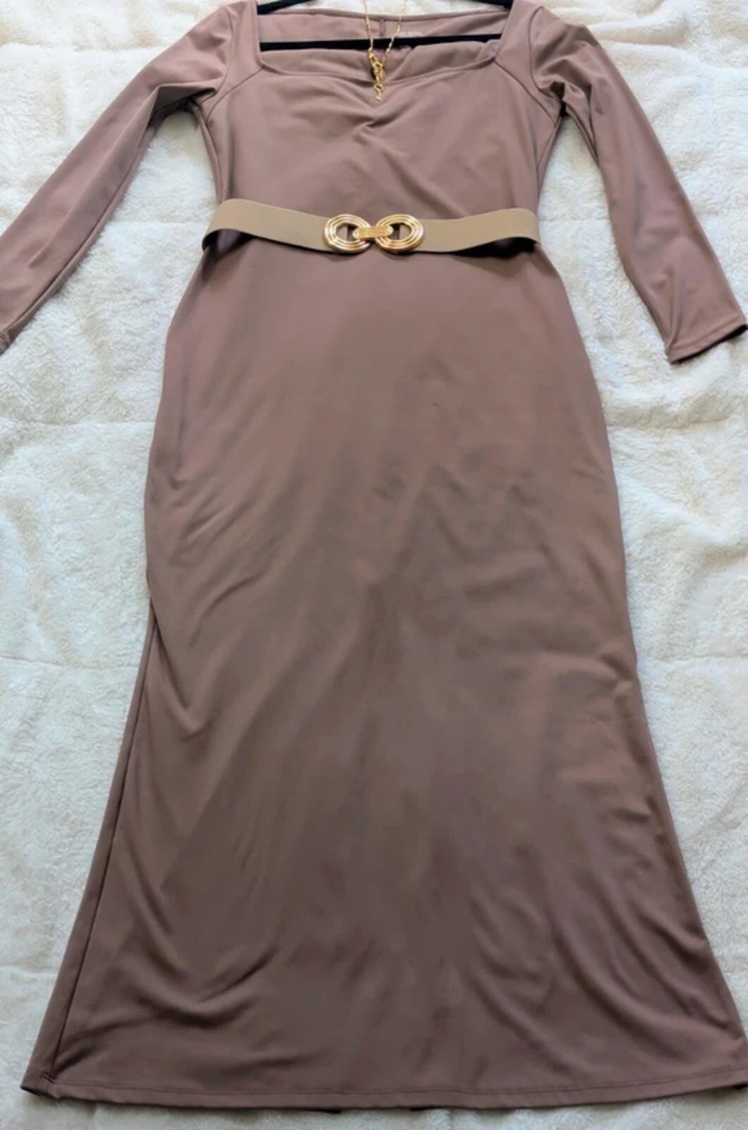 Taupe Square Neck Bodycon Midi Dress, Wild Fable ButterBliss, Size L