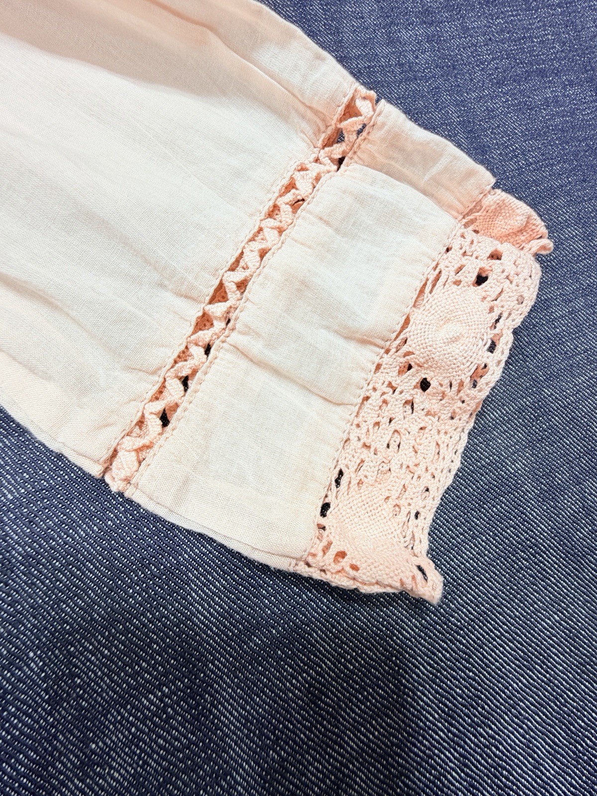 Tularosa Blush Pink Cotton Crochet Lace Inset Long Sleeve Mini Dress Size M