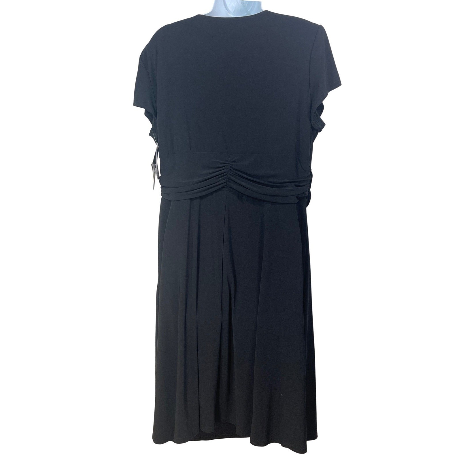 R&M Richards Black Rhinestone Buckle Ruched Cocktail Dress 18 formal wedding