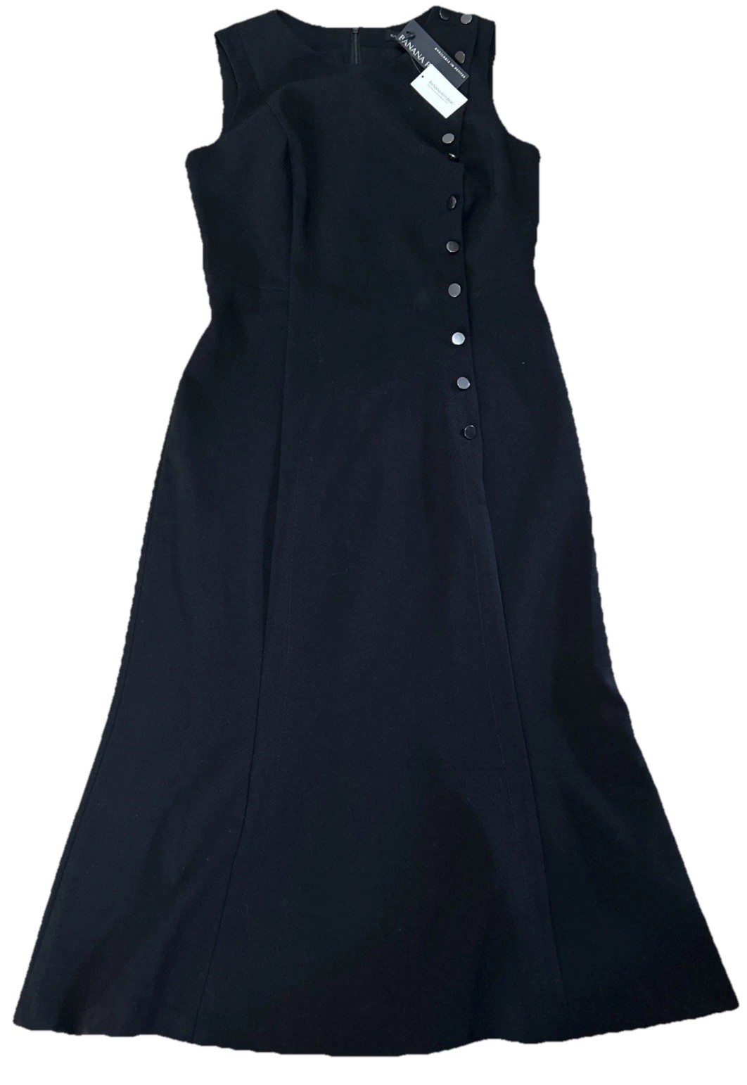 Banana Republic 10 NWT Black Sleeveless Midi Knit Dress Formal Office Classy