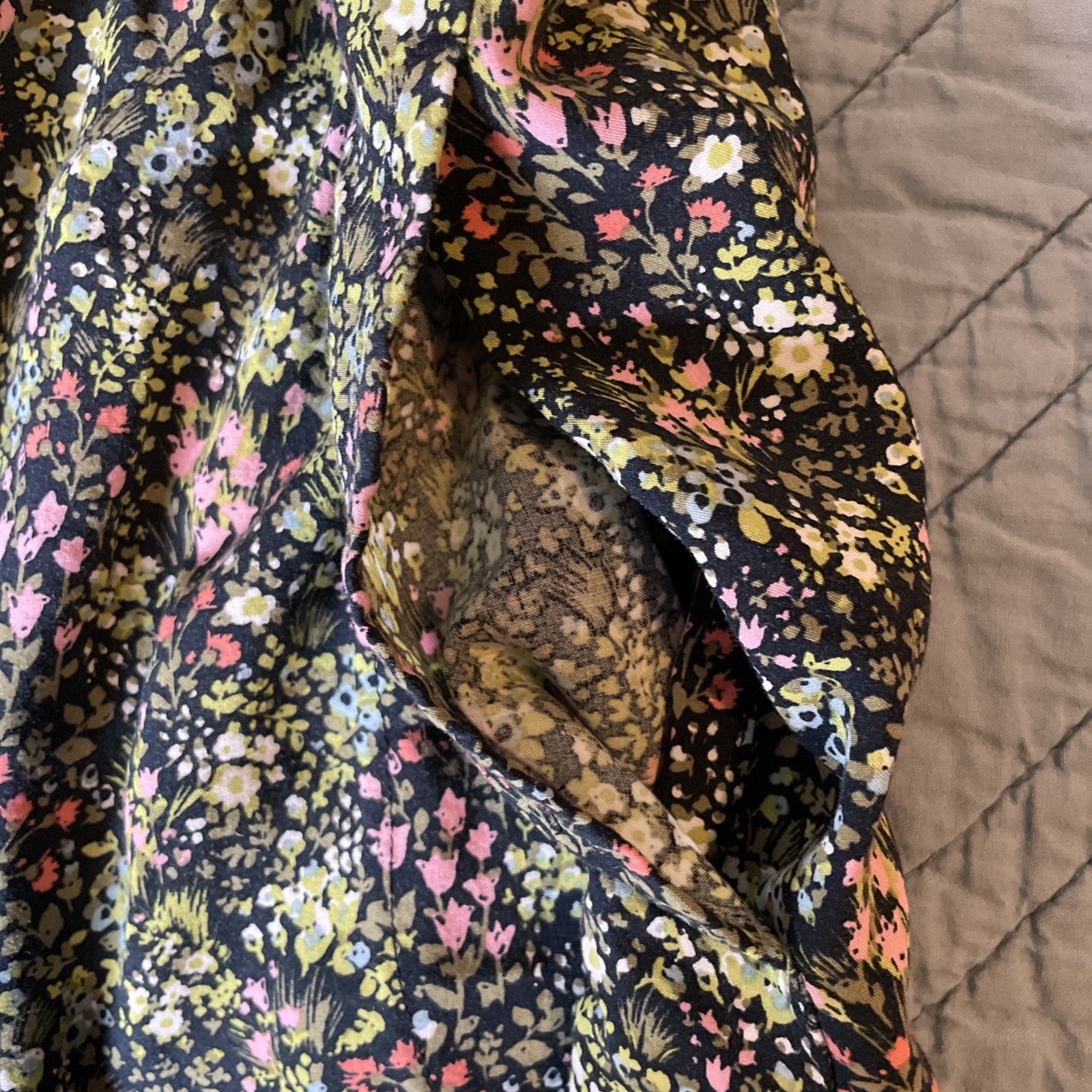 J.Jill Floral Meadow Sleeveless Button Shirt Dress XS Pockets Summer Pretty