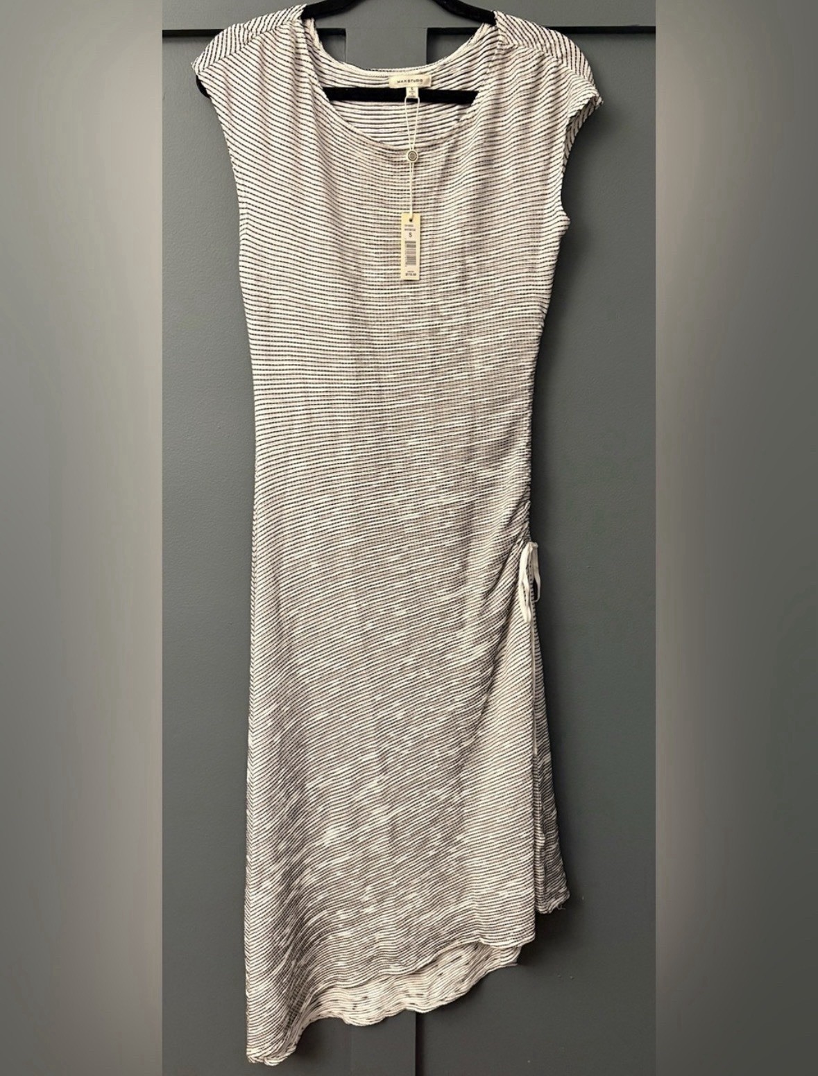 NWT Max Studio Small Asymmetrical Sleeveless Dress Rayon Blend Black & White
