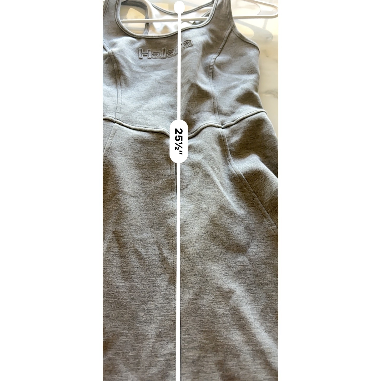 Halara Racerback Athletic Mini Dress Womens XS Heather Gray Built-In Bra NWT