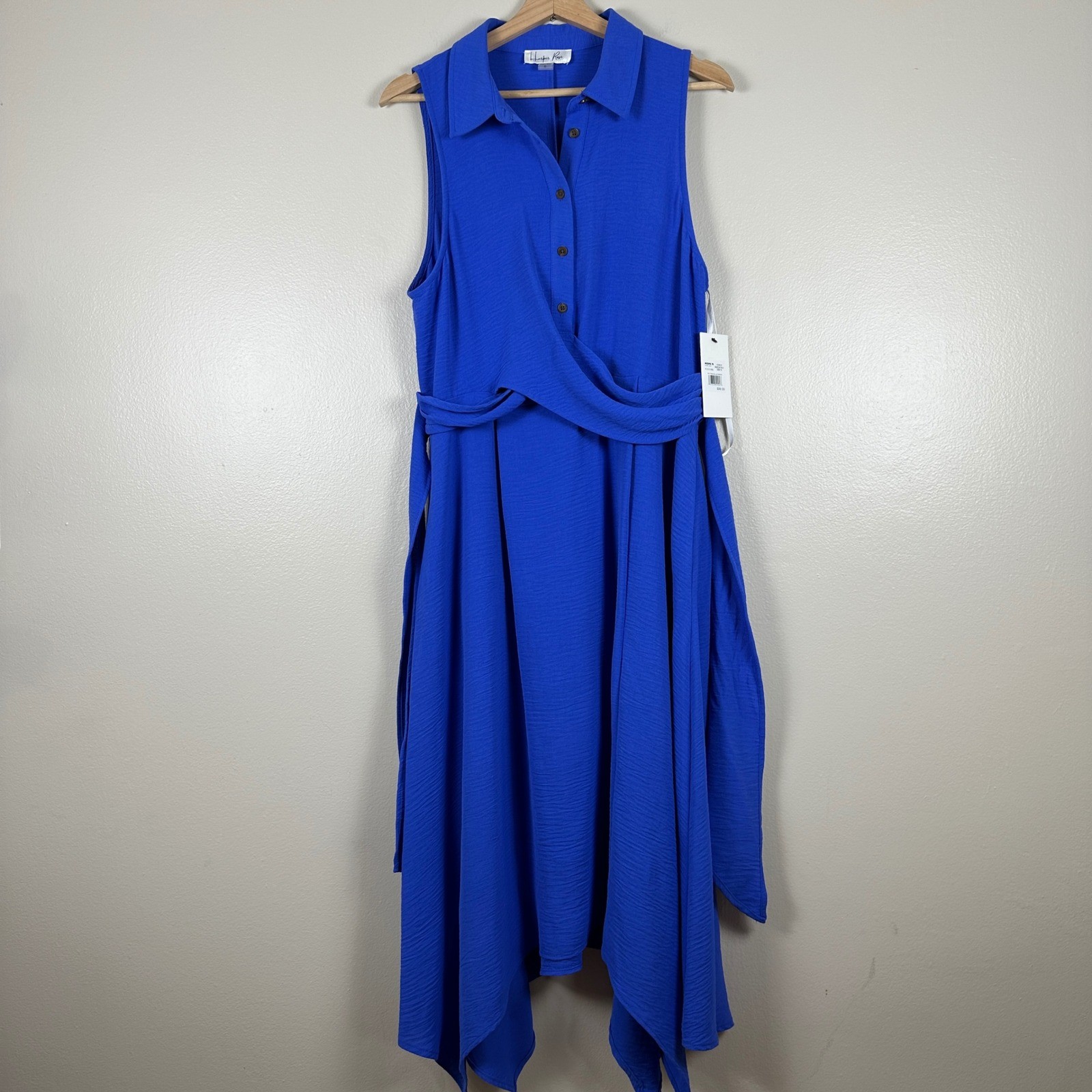 Harper Rose Women’s 10 Button Collar Dress Dazzling Blue Handkerchief Hem NEW