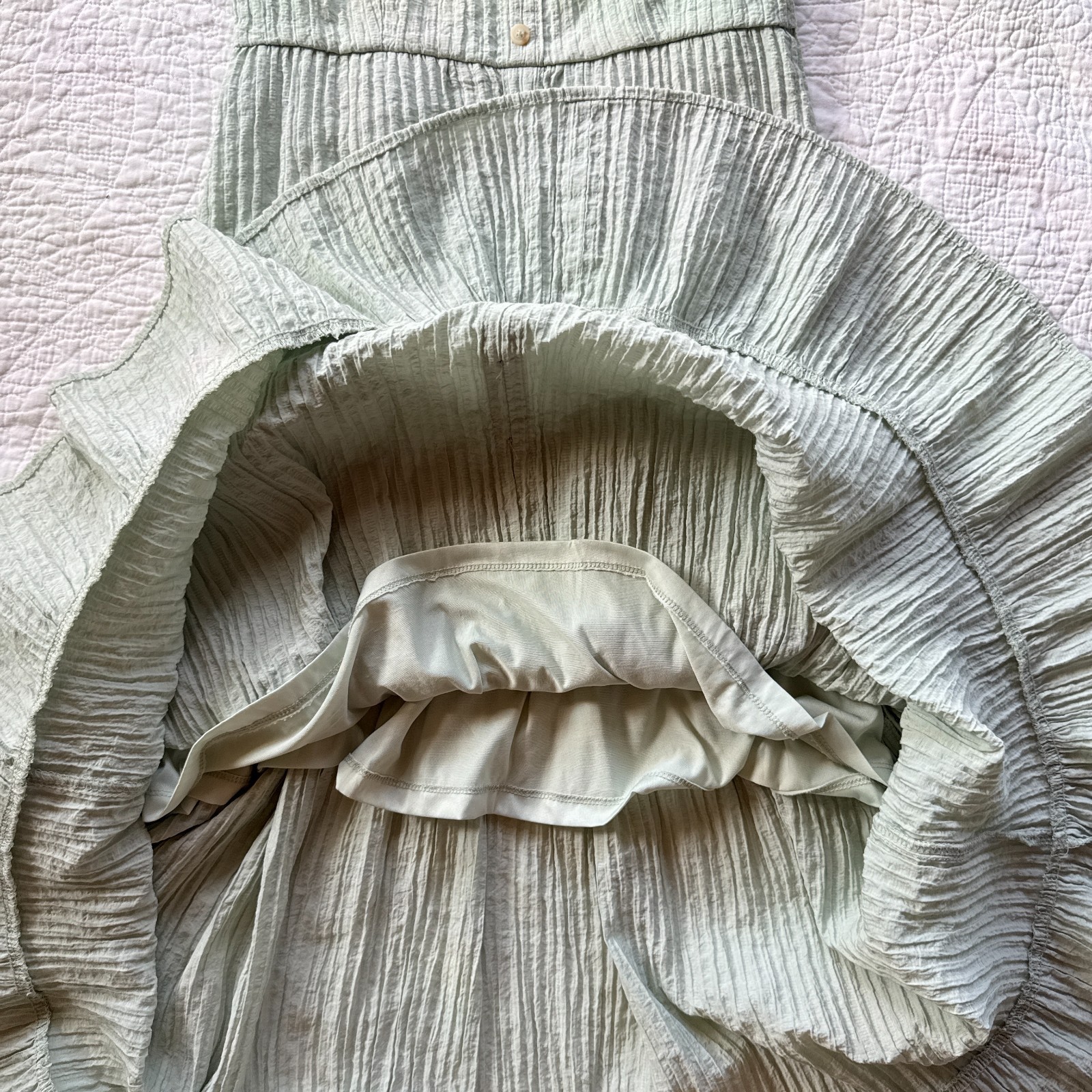 By The River Sage Green Tiered Midi Dress Size S Cottagecore Prairie Regencycore