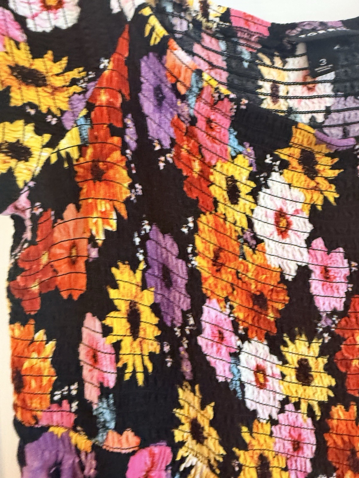 Torrid Size 3 22/24 Black Floral High-Low Challis Off Shoulder Smocked Dress