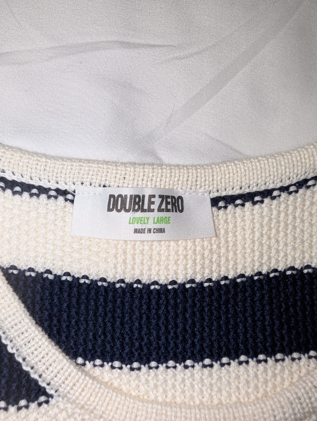 Double Zero L Blue & White Striped Knit Sleeveless Crew Neck Knee Tank Dress