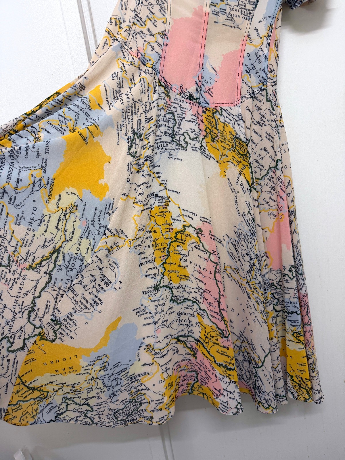 Derek Lam 10 Crosby Map Print Midi Shirt Dress Italy Short Sleeve 4