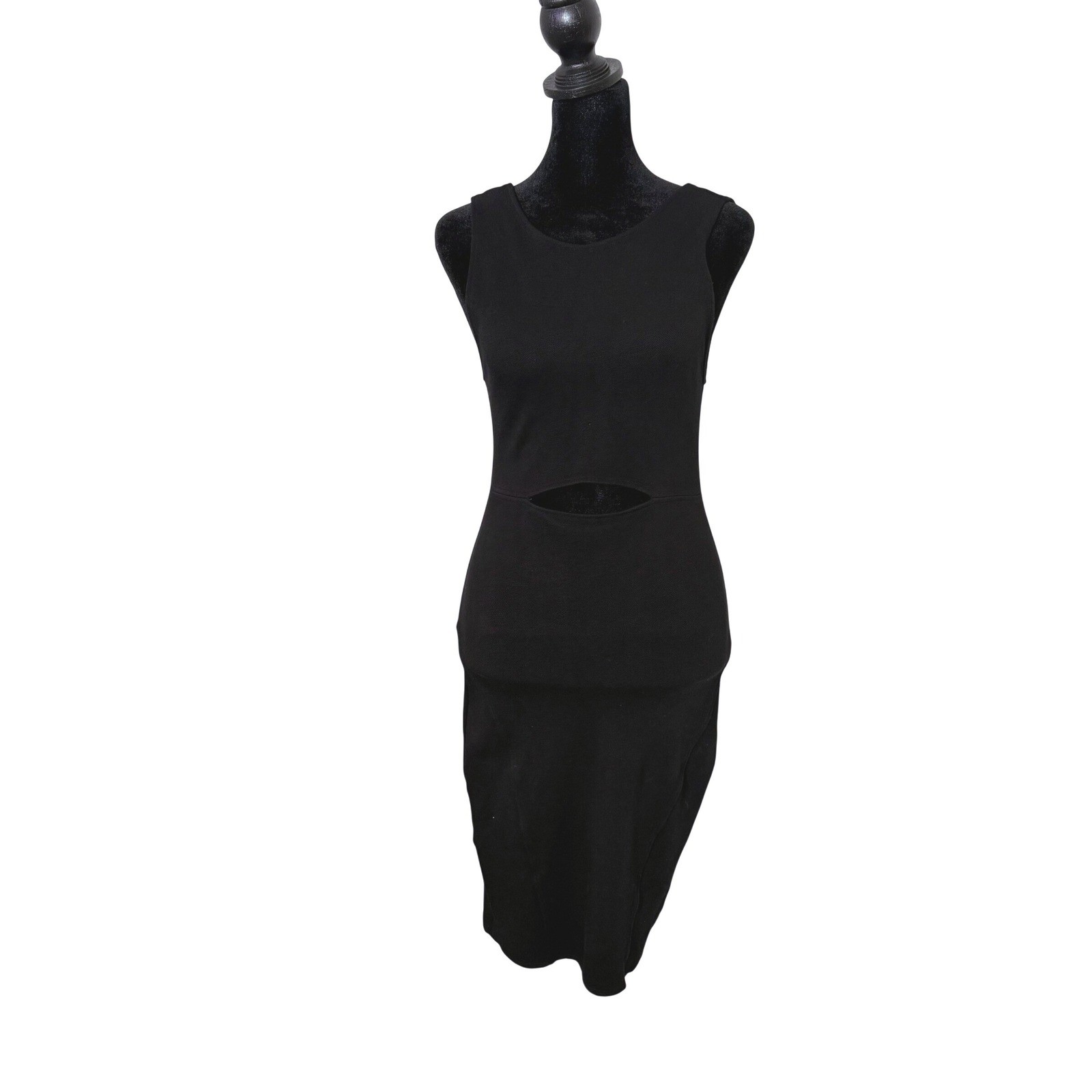 Helmut Lang Black Cutout Bodycon Sheath Short Dress Size M Gala Knit Stretch