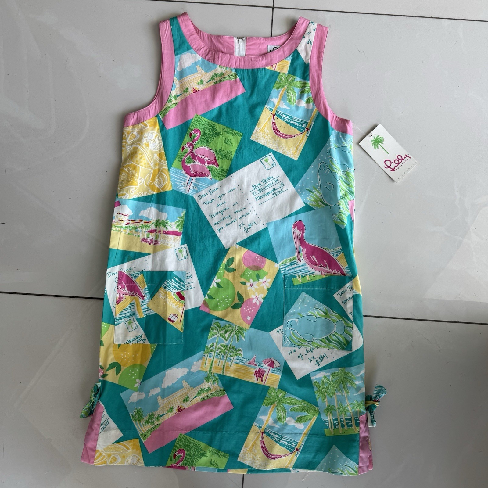 Y2K Vintage Lilly Pulitzer CL Shift Boca Blue Postcard Size 6 NWT