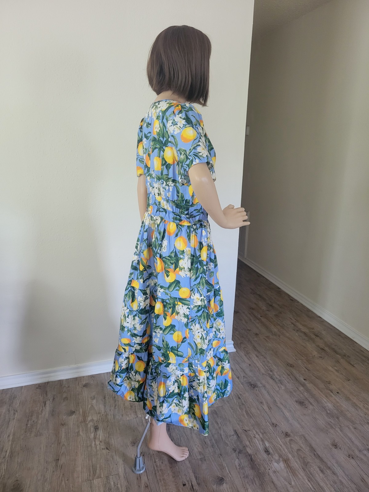 Anthropologie Somerset Lemon Print Womens Maxi Dress Medium Boho Resort Summer